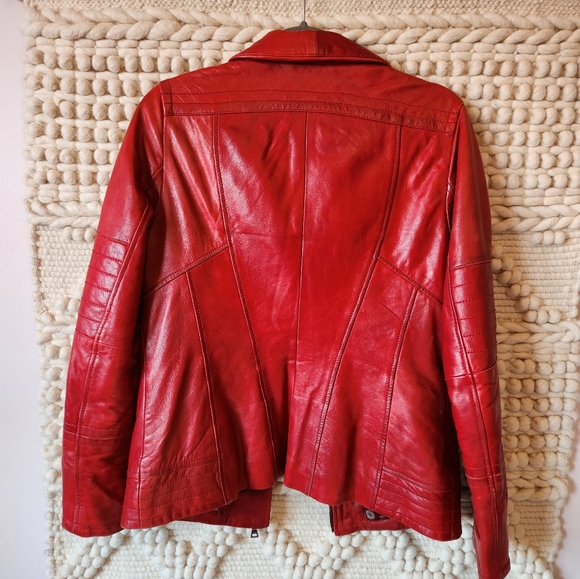 Danier Red Leather Moto Jacket - Picture 6 of 7